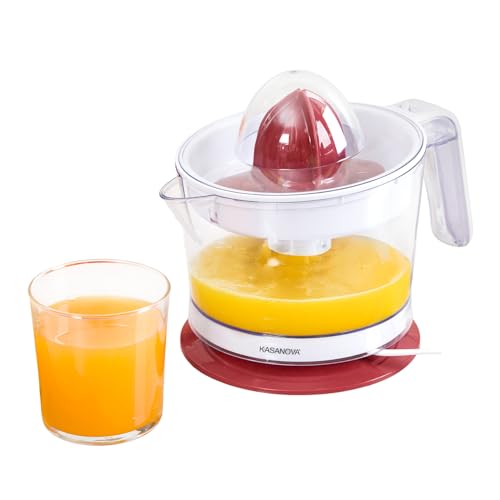 Presse-agrumes électrique 800 ml – Rotation automatique alternée, pressage facile sans effort, avec filtre anti-pépins et anti-pulpe (rouge)