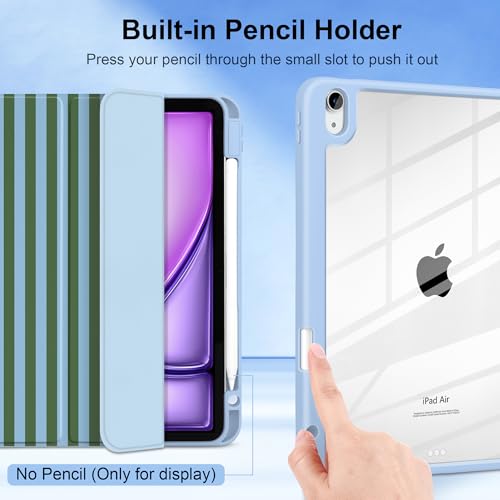 Yebiseven Case for iPad Air 11 Inch M4 M3 M2 2026 2025 2024, iPad Air 5th 4th Generation 10.9 Inch 2022 2020-[Pencil Holder], Shockproof Clear Hard Back, Trifold Stand,Auto Wake/Sleep, Blue Stripes by Yebiseven - Used condition - Image 5