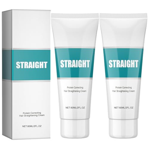 2PCS Protein Hair Straightening Cream, Protein Correction Hair Cream for Smooths Frizz Used with...