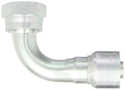 Image of Aeroquip 1AA16FRB12 Carbon Steel Global TTC (Thru the Cover) Crimp Hose Fitting Female ORS Swivel, 90 Degree Elbow, 3 /4 inch Hose ID, 1-7 /16 inch - 12 Thread