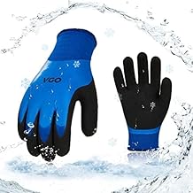 Vgo... 1-Pair 32&deg;F Triple Latex Coating Winter Gloves, Light Duty Work Gloves, Waterproof, Oil Resistance, Abrasion Resistance (Size XL, Blue, RB2172F)
