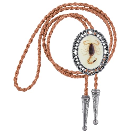Image of GelConnie Native American Bolo Tie Rodeo Cowboy Leather Necktie Western Necklace Costume Accessories for Men,Women