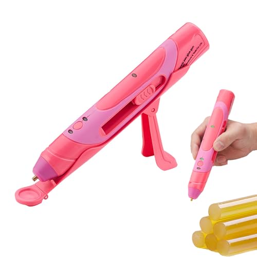 Pistola de pegamento termofusible inalámbrica, mini herramienta de manualidades de 1500 mAh, tiempo de carga de 1 hora, tiempo de funcionamiento de 20 a 30 minutos, incluye soporte para manualidades y