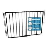 Cardinal Gates SS30OD Outdoor Dog Gate for Stairs – Adjustable Aluminum Safety Gate for Kids & Pets – Toddler Gate for Patio, Deck, Porch – Wall Mounted – Black – Screw in - USA Based