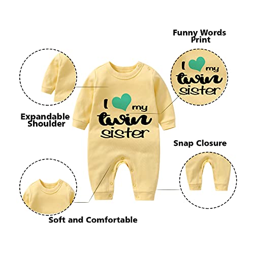 YSCULBUTOL Baby Twins Bodysuit Cute Baby Sister Brother Outfit Girl Funny Baby Romper Baby Girl Clothes Set2