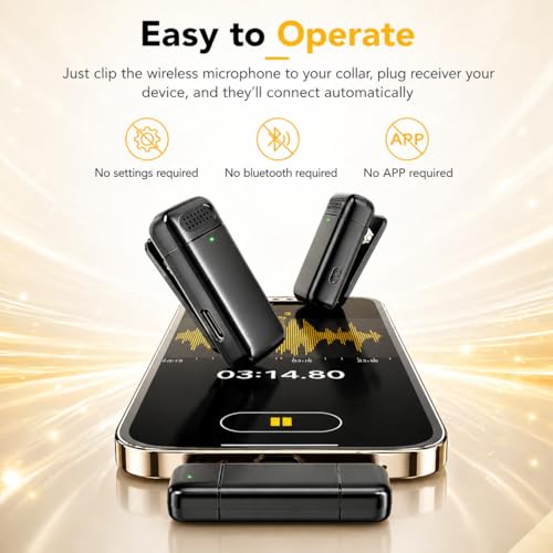 Image of 2-in-1 Wireless Lavalier Microphone with Magnetic Clip, 40M Range, Noise Reduction Mic for YouTube, Vlogging, Reels, Interviews, DSLR, Android (K6)