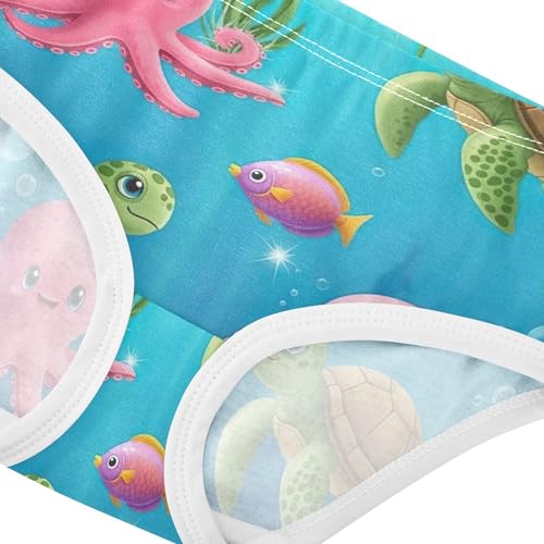 Cotton Girls Underwear Toddlers Cute Cartoon Octopus Turtles Sea Panties for Girl Aesthetic Briefs Kids Undies 2t4