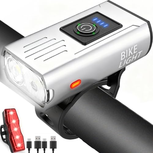 Victoper Bike Light, High Lumens Super Bright Bicycle Lite, 6+4 Modes USB Rechargeable Bike Headlight & Taillight Set, Waterproof Safety Bike Front &