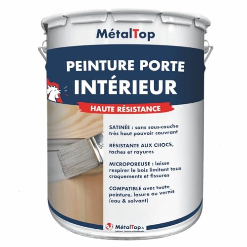 Metaltop Peinture Porte Interieur - Blanc pur - RAL 9010-5 L Protection pour bois intérieur, microporeuse et sans odeur