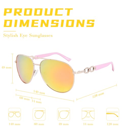 FONHCOO Polarized Sunglasses for Women Men, Oversized Aviator Sunglasses Metal Frame UV400 Protection4