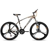 Outroad 26 Inch Mountain Bike, 21-Speed/High-Carbon Steel/Aviation Grade Frame, Dual Disc/V Brake, Adjustable Ergonomic Seat Bicycle for Men Women Adult, Quick Assembly in 20 Minutes, X1-Orange
