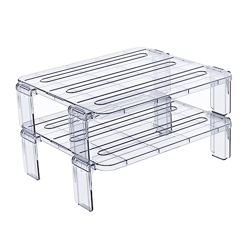 Mipcase 2 Piezas Estante Apilable Transparente para Refrigerador Organizador Multiusos para Cocina y Despensa Soporte para Condimentos y Almacenamiento