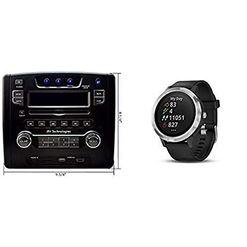 iRV Technology 3 Zones wall mount RV Radio Stereo and GPS Smartwatch with Contactless Payments and Builtin Sports Apps, Black/Silver