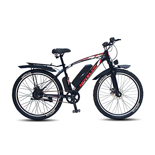 Image of MATELCO Urbano EA26 Electric Cycle with 7.65Ah Removable Battery, 26 inch Wheel Size, Front Suspension, 250W BLDC Motor, Quick Acceleration, 90% Assembled Black