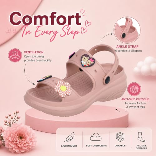 Image of TRASE Double Strap Clogs Sandals for Women | Daily Use Slippers with Adjustable Back Strap | Comfortable Lightweight Waterproof Anti Skid Casual Flip Flops