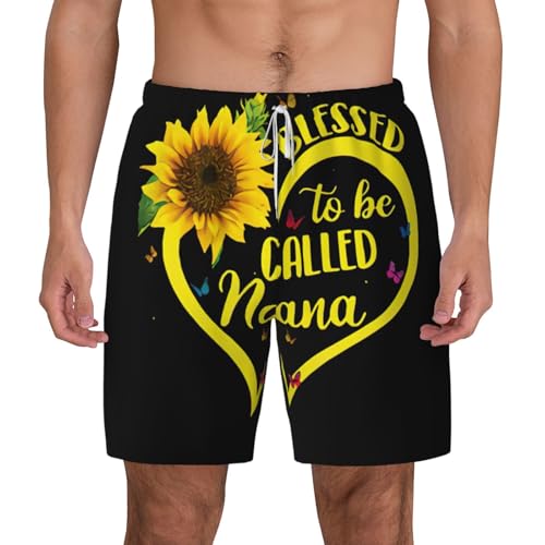 Short de bain respirant et séchage rapide homme à motif tournesol d'été