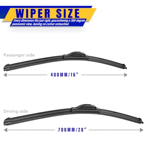 Image of 28 inch 16 inch Front Wipers Fits Nissan Maxima 2015-2023 Wiper Blades