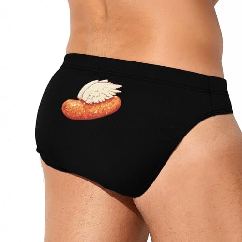 Sausage with Wings Mens Swim Briefs Bikini Sexy Low Rise Trunks Swimsuit Bathing Suit Beach3