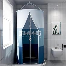 Round Waterproof Shower Curtain, Portable Polyester Outdoor Shower Stall, Hanging Heat Insulation Folding Shower Curtain for BathroomA,Large
