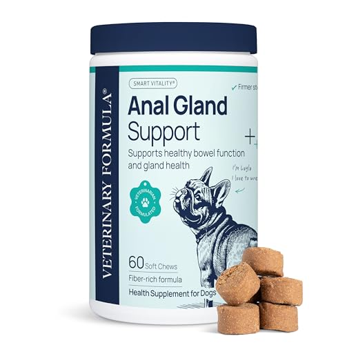 Veterinary Formula Anal Gland Support for Dogs – Vet-Formulated No Scoot Chews with Pumpkin, Ginger, Agave Inulin & Probiotics – Supports Scooting, Stool Quality & Digestive Health, 60 Soft Chews