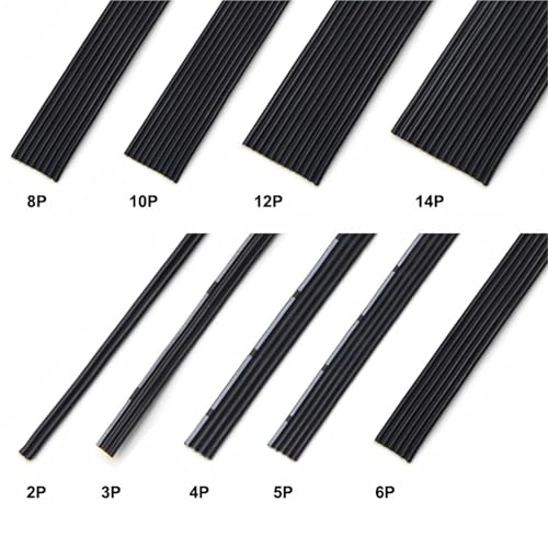 2P 4P 6P 8P 10P 12P Ultra Soft Silicone Parallel Wire 30 28 26 24 22 20AWG Resistant 200℃ Fexible Copper Cable(Black-6P,5 METERS_26AWG)