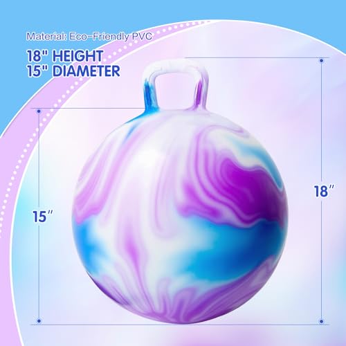 INPANY Hopper Ball, 18 Inches Bouncy Ball with Handles, Bouncing Bounce Balls Hopper, Inflatable Jumping Hopping Toys for Kids Ages 3-6, Hoppity Hop Girls Boys Gifts, Pump Included - Image 4