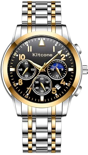 Image of KITCONE Multicolour Dial Analogue Men's Wrist Watch with Date Calendar, Metal Case and Strap -FBBH1