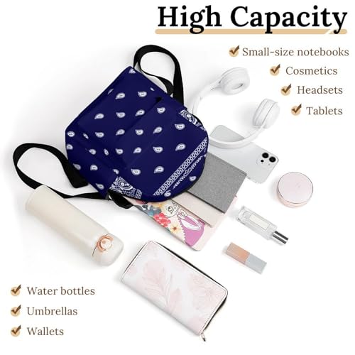 Bandana True Blue Exquisite And Compact Casual Women's Backpack, Suitable for Going Out3