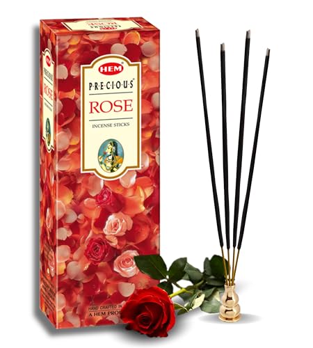 HEM Precious Rose Incense Sticks Pack Of 120 Count | Natural, Pure House & Flower Powder | Fresh & Long Lasting Fragrance | Aromatherapy Incense For Air Purifier, Stress Relief & Cleansing | 120 Count (Pack of 1)