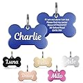 Personalised Dog Tags for Pets Engraved UK Cat Dog Name Identity Pet Tags Doggy Kitten Kitty Puppy Deep Engraved ID Stainless Steel (Bone Shape - Blue)