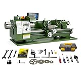 EQCOTWEA Double-Chuck Metal Lathe 8"x30" Precision Bench Lathe Machine With Grating Ruler 50-2500RPM Variable Speed MT3 0.02mm Accuracy for DIY, Workshops & Industrial Machining Inch Thread 1100W 110V