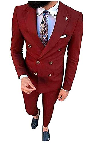 Costume homme double boutonnage rouge haut de gamme coupe régulière revers cranté pour smoking