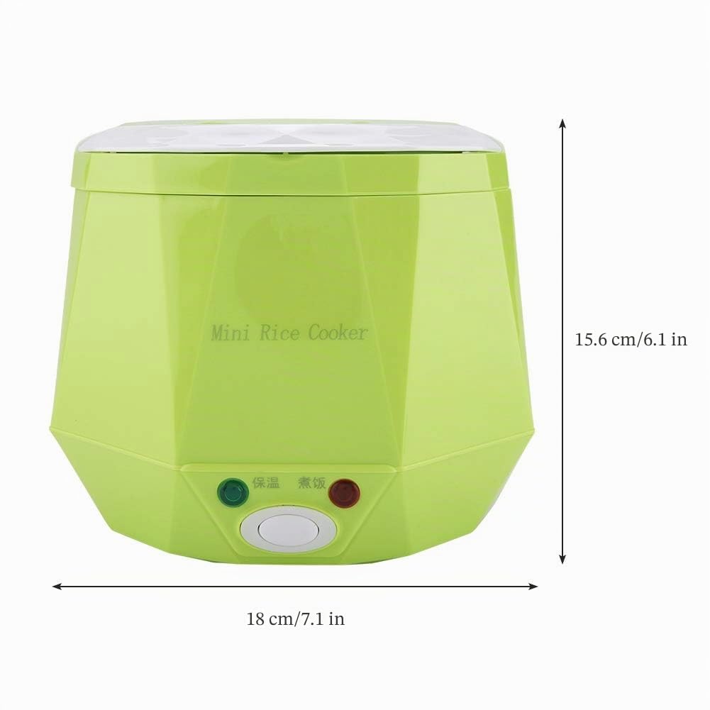1.3L 12V 100W Olla arrocera eléctrica Caja Mini USB Olla arrocera Extraíble de grado alimenticio Doble hebilla de seguridad Cocine arroz Para uso de automóviles (Green)