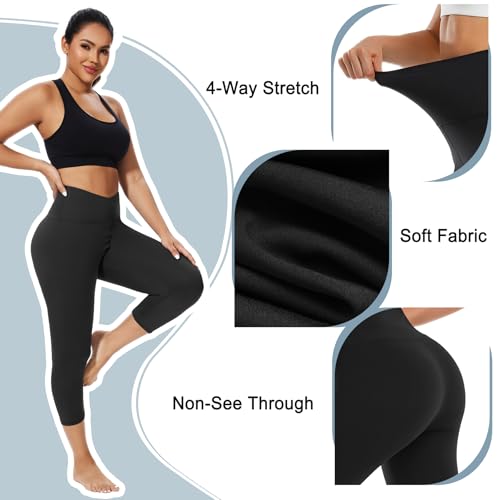 MOREFEEL Leggings Capri com cintura cruzada em V para mulheres - exercícios de verão controle de bar