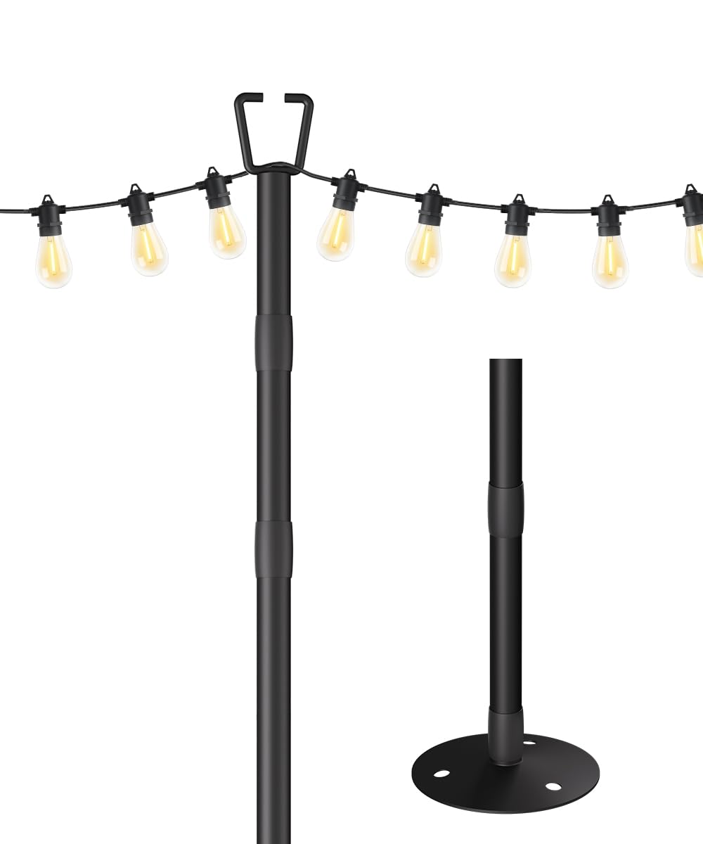Postes de luz de cadena de 10 pies de metal resistente con base para suelo duro y patio