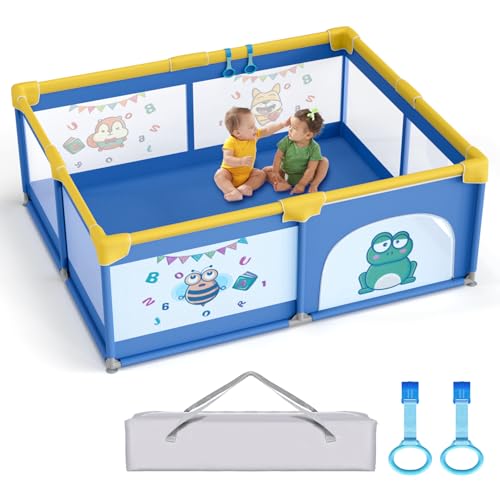 La Mejor Selección de Parques de juegos que puedes comprar esta semana. 48 Corralito para Bebé 1.50 * 1.80 M 68CM Juego de Parque Infantil con 2 Anillos de Tracción y Bolsa de Almacenamiento Parque de Juegos para Bebés Malla Seguro Suave y Transpirable...