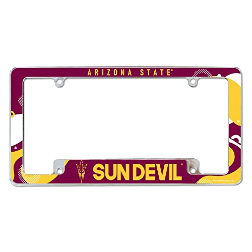 Rico Industries NCAA Arizona State Sun Devils - ASU Wave 12" x 6" Chrome All Over Automotive License Plate Frame for Car/Truck/SUV