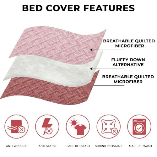 Image of Story@Home Reversible Quilted Bedsheet | 400 TC Ultrasonic Bedspread AC Blanket | Comforter for Double Bed Quilted Bedcover for Double Bed with 2 Pillow Cases 250x225 CM - Peach & Terracota
