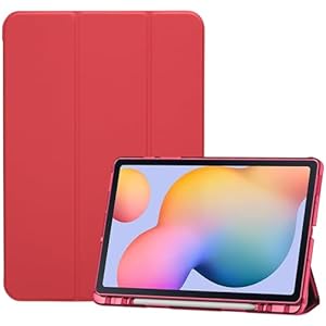 ProCase Case for Galaxy Tab S6 Lite 10.4 2024 2022 2020(SM-P620/P625/P613/P619... Trifold Stand Folio Soft TPU Translucent Back Cover with S Pen Holder Support Auto Wake/Sleep -Red