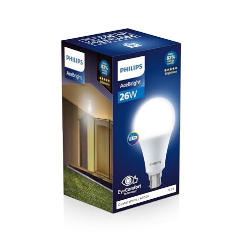 PHILIPS 26-watt LED Bulb |AceBright High Wattage LED Bulb|Base: B22 Light Bulb for Home | Crystal White, Pack of 6 3 41W0WzJWqmL