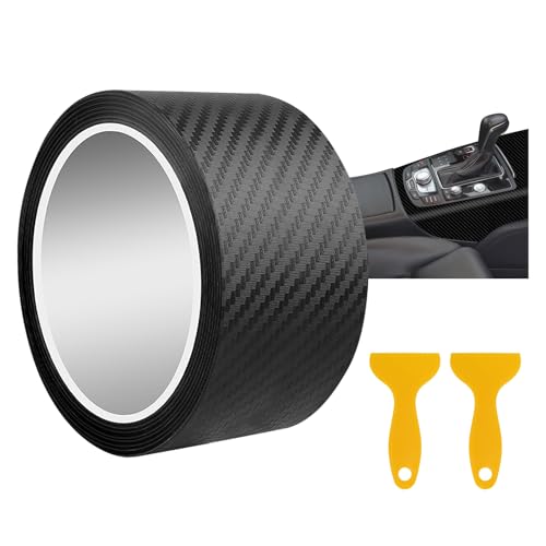LXYANW Vinilo Fibra de Carbono para Coche, 5cm x 10m Película Autoadhesiva 6D con Raspador, Fibra de Carbono Película Protectora Antiarañazos, Fibra de Carbono Vinilo para Coche y Moto