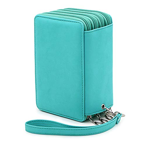 Btsky Pu Leather Colored Pencil Case With Compartments-72 Slots Handy Pencil Bags Large For Watercolor Pencils, Ordinary Pencils (Green) #TOP5