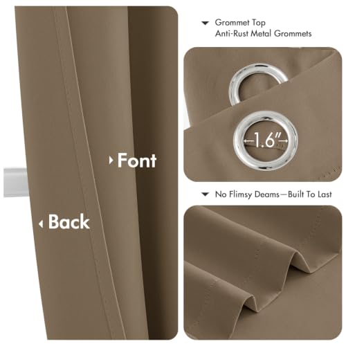 Image of MIULEE Blackout Curtains for Bedroom 2 Panels 40 x 84 Inch Long Khaki | Thermal Insulated, Living Room Darkening Grommet Drapes, Noise Reducing, Light Blocking Window Treatments