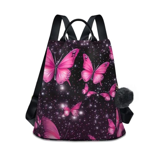 Sac à dos femme zippé motif papillon rose pour alléger votre dos