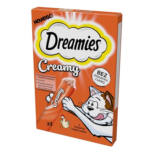 Dreamies – Snack cremoso per gatti al pollo, 5 × 4 × 10 g