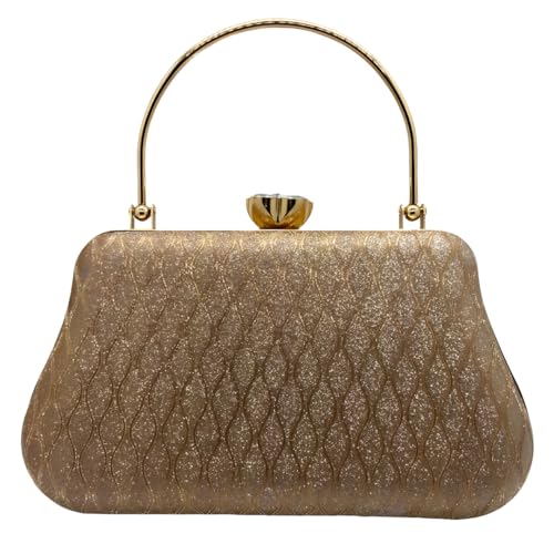 Image of SLARA Women's Evening Clutch Bag for Women, Glitter Pattern, Crystal Clasp Handbag, Perfect for Weddings, Parties, and Special Events