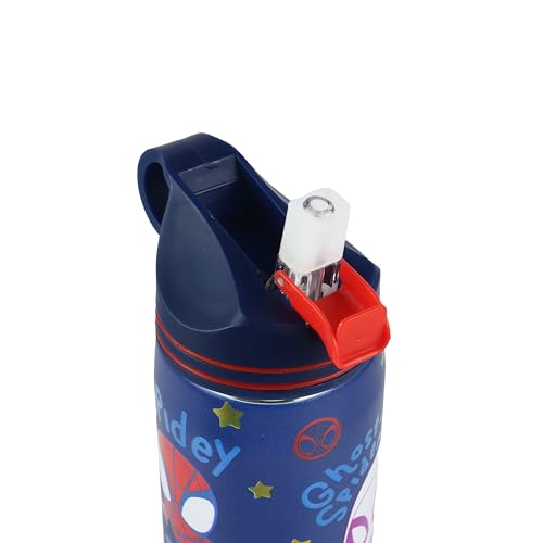 Image of Marvel Avengers Superhero Spiderman Stainless Steel SIngle Wall Sipper Water Bottle For Unisex Kids School And Travelling | 500 Ml | BLUE | AZ2060 (Spidy Ghost)