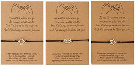 QIAMNI 3PCS Sun Moon Star Weave Bracelet for Women Girls Handmade Braided Rope Simple Personalised Best Friend Gift Dainty Jewelry - Image 3