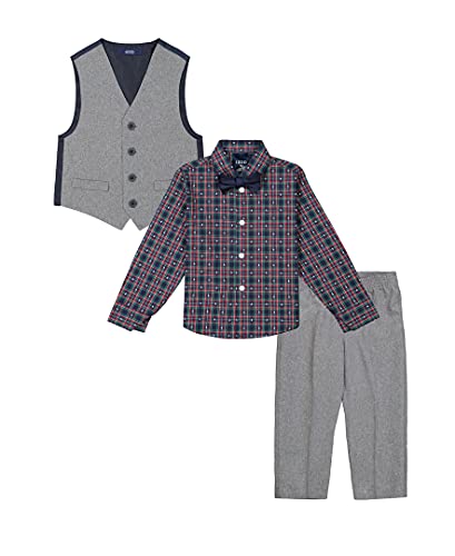 Image of IZOD Boys' 4-piece Formal Dress Up Suit Set, Vest, Pants, Collared Shirt, and Tie