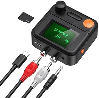 Oria Adapter Bluetooth 5.2 Aux, nadajnik/odbiornik audio Bluetooth 2 w 1, wyświetlacz 1,4 cala, bezprzewodowy adapter muzyczny Bluetooth, do telewizora, domowego zestawu stereo, słuchawek